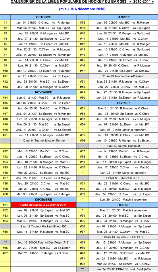 Tlcharger le calendrier des parties de la saison 2010-2011...
